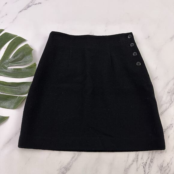 Gap Womens Vintage Y2k Mini Skirt Size 4 Black Wool Blend Tweed Button Trim - Picture 1 of 9